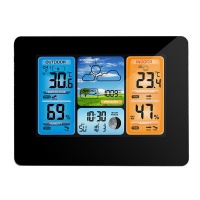 Digital Color Forecast Station Temperature And Humidity Monitor - Black Photo