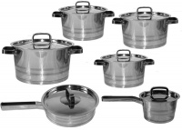 Dream world 12 Piece Thermal Bottom Stainless Steel Cookware Set - Bruised Silver Trim Photo