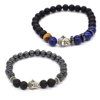 Androgyny 2-Pack Buddha Bead Bracelets With A Mix Of Natural Stones Photo