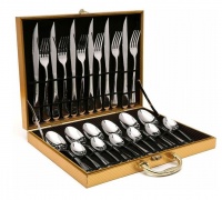 High Quality Stainless Steel 24 Piece Cutlery Set in a Golden Gift Box Photo