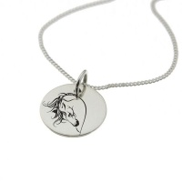 Horse Engraved Sterling Silver Necklace Photo