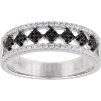 Broad Style Black and White Design Silver Ring Photo