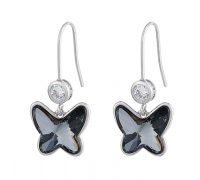 Swarovski Crystal Butterfly Drop Dangle Earrings - Black Photo