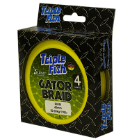 Triple Fish GATOR BRAID X4 Braided Fishing Line 50KG/110LB .40MM Colour Yellow 300M Spool Photo