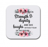 Graceful Accessories She is Clothed in Strength and Dignity Wooden Coaster Set Photo