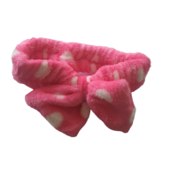 Plush Bow Headbands- Dark Pink With White Dots Photo