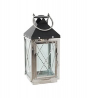 H Design H-Design Silver Lantern with matt Black top 36cm Photo