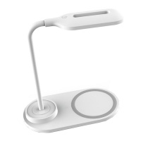 Adjustable 3 Color Modes LED Desk Lamp With Wireless Charging - White Photo