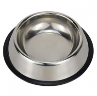 UrbanPets - Stainless Steel Dog Bowl with Rubber Base Cat Pet Bowl Photo
