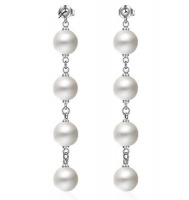 SilverCity Silver Plated Four Simulated Pearl Tassel Earrings Photo