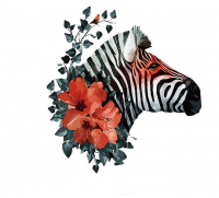 AOOYOU Floral Zebra Head Art Sticker for Wall Decoration Photo