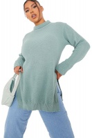 I Saw it First - Ladies Sage High Neck Longline Knitted Jumper Photo