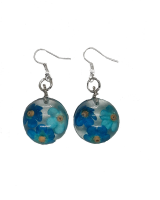 Designs by Ilana Clear Resin Earrings with Blue Flowers Photo
