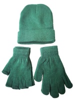 Gloves Fingerless Gloves and Beanie Green Set Photo