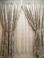 MrCurtain Mr.Curtain - Green Leaf Curtain and Voile Set Photo