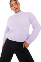 I Saw it First - Ladies Lilac High Neck Jumper With Pocket Detail Photo