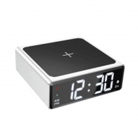 Hoco Bedside Digital Clock with built in wireless charger Metallic - Photo