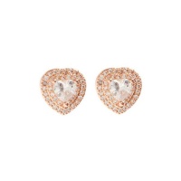 Quiz Ladies Rose Gold Heart Stud Earring - One Size Photo