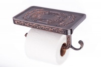 Trendy Taps Blackened Brass Toilet Roll Holder with Phone Shelf Photo