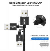 TOPK 2m 3-in-1 Charger Cable with LED Light Photo
