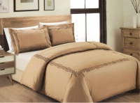 Egyptian Cotton Embroided Duvet Set - Taupe - Queen Photo