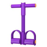 6 Tubes Pedal Resistance Band Fitness Sit-up Pull Rope - Purple Photo