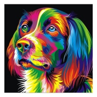 Spoonkie Canvas Art: Modern Abstract Paint - Colorful Dog Photo