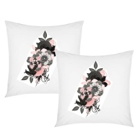 PepperSt - Scatter Cushion Cover Set - Flower Ribbon & Birds Photo