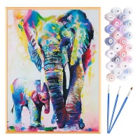 HEARTDECO Paint by Numbers Acrylic Painting DIY Kit - Elephant Photo