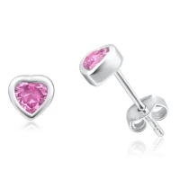 Heart Faceted Rose Cubic Zirconia Stud Earrings Photo