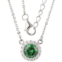 Kays Family Jewellers Classic Emerald Halo Pendant in 925 Sterling Silver Photo