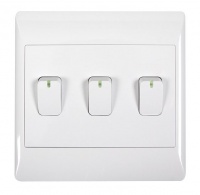 3 Lever 1 Way Light Switch for 4 X 4 Electrical Box In White Photo