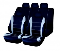 AutoKraft 9 piecese Univ Seat Cover Set - Black & Grey Photo