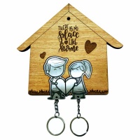 Unexpected Worx Boy & Girl Magnetic Clip In Keyrings. House Warming or Couples Gift Set Photo