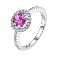 Sapphire Lab Created Pink Halo Ring Photo