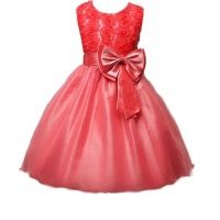 Snow White Roses Sparkle Princess Flowergirl Dress - Watermelon Red Photo