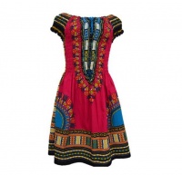 Dashiki African Printed Dress - Deep Pink Photo