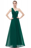 Cassie Dee Emerald Green One Shoulder Studded Chiffon Maxi Dress Photo