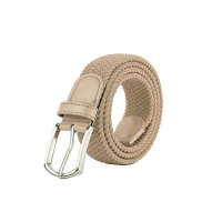 Pin Styles Metal Buckle Knitted Canvas Elastic Waist Belt-Red Photo