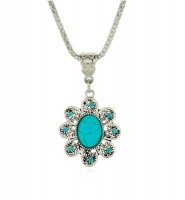 Urban Charm Boldly Boho Necklace with Oval Turquoise Centre Stone - Flower Photo