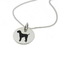 Airedale Terrier Dog Silhouette Sterling Silver Necklace with Chain Photo