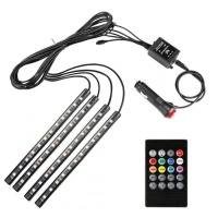 RGB Car Atmosphere Strip Light With Wireless Remote Control 9 LED Photo
