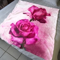 Print with Passion Painted Pink Rose Fleece Lap Blanket Photo