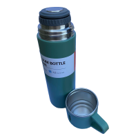 Insulated Double Wall Vacuum Flask With Cup - Green Photo