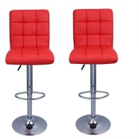 High back Bar Stools - Set of 2 - Red Colour Photo