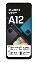 Samsung Galaxy-A12 DS - 64GB - Cam - 6.5" Blue Cellphone Cellphone Photo