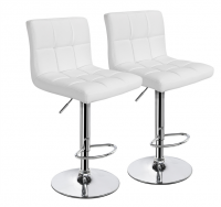 Faux Leather Bar Stool Chairs - Set of 2 – White Colour Photo