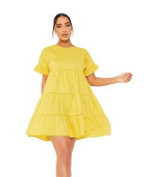 I Saw it First - Ladies Yellow Woven Tiered Frill Sleeved Dress Photo