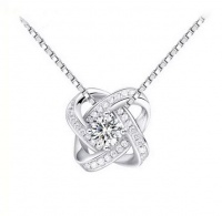 SilverCity Silver Plated Twisted Heart Zircon Mosaic Pendant Necklace Photo