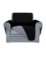 Loop Reversible Sofa Cover Black & Grey Single Seater Quilted Non-Slip Protector Photo